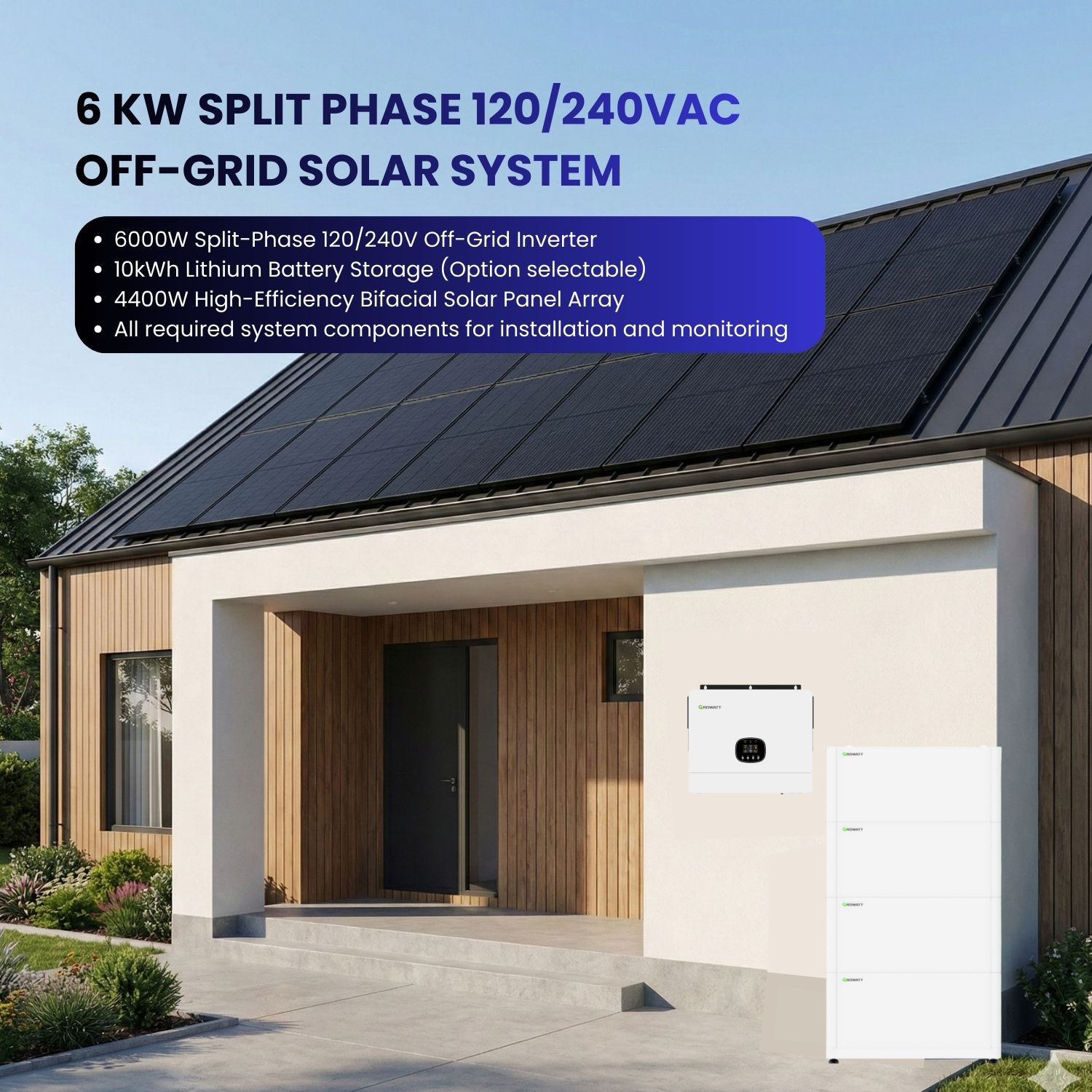 6 KW Split phase 120/240Vac Off-Grid Solar System