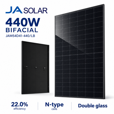 JA Solar JAM54D41-440/LB 440W N-Type Double Glass Bifacial Solar Panel