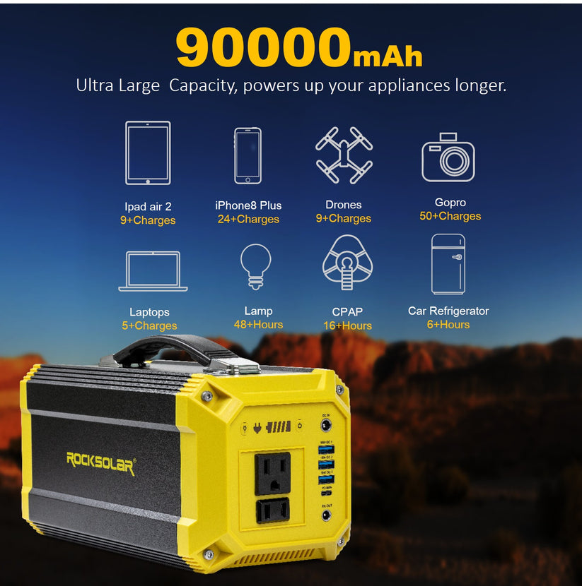 ROCKSOLAR Utility Pro 300W 333Wh Portable Solar Generator Kit