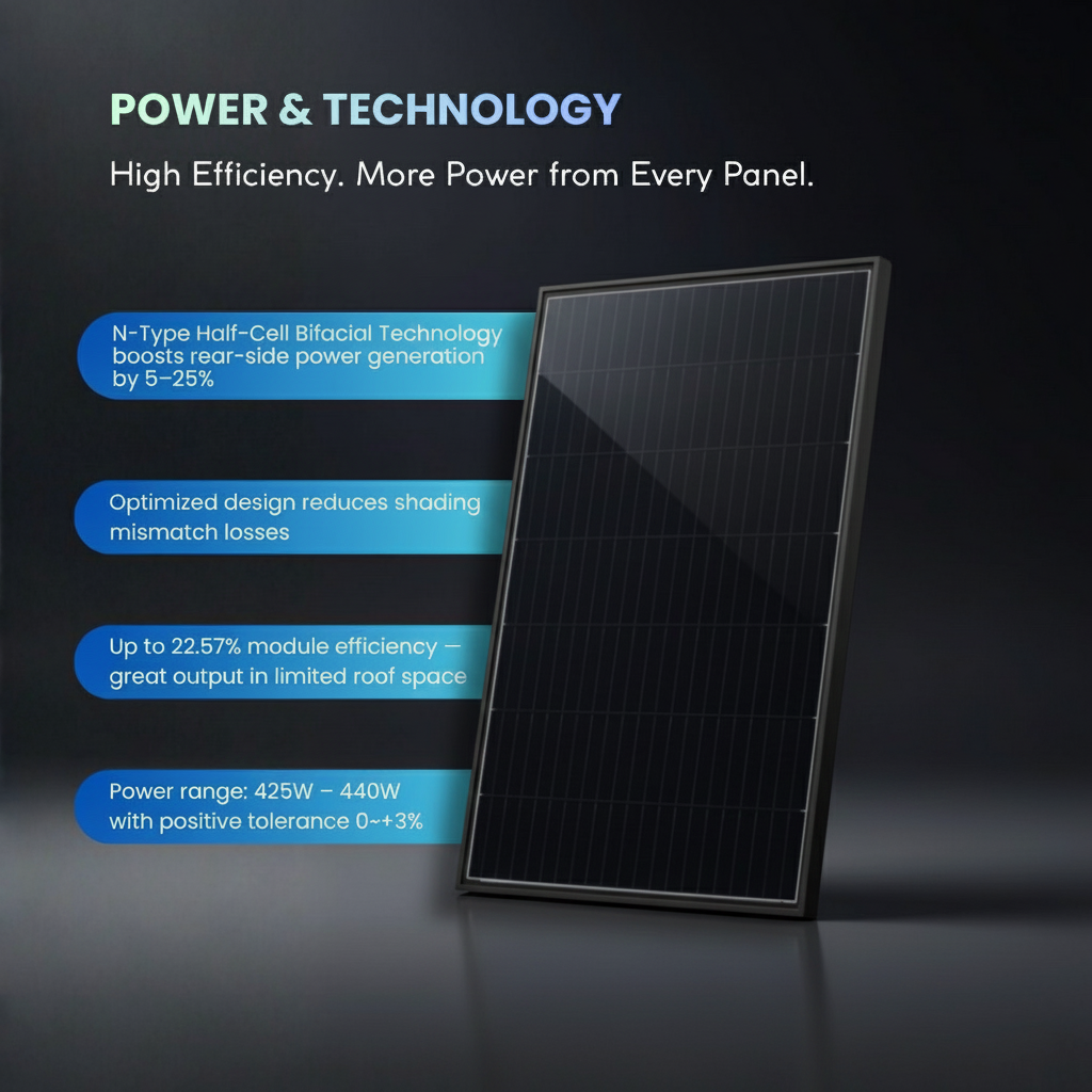 440w bifacial panels specs