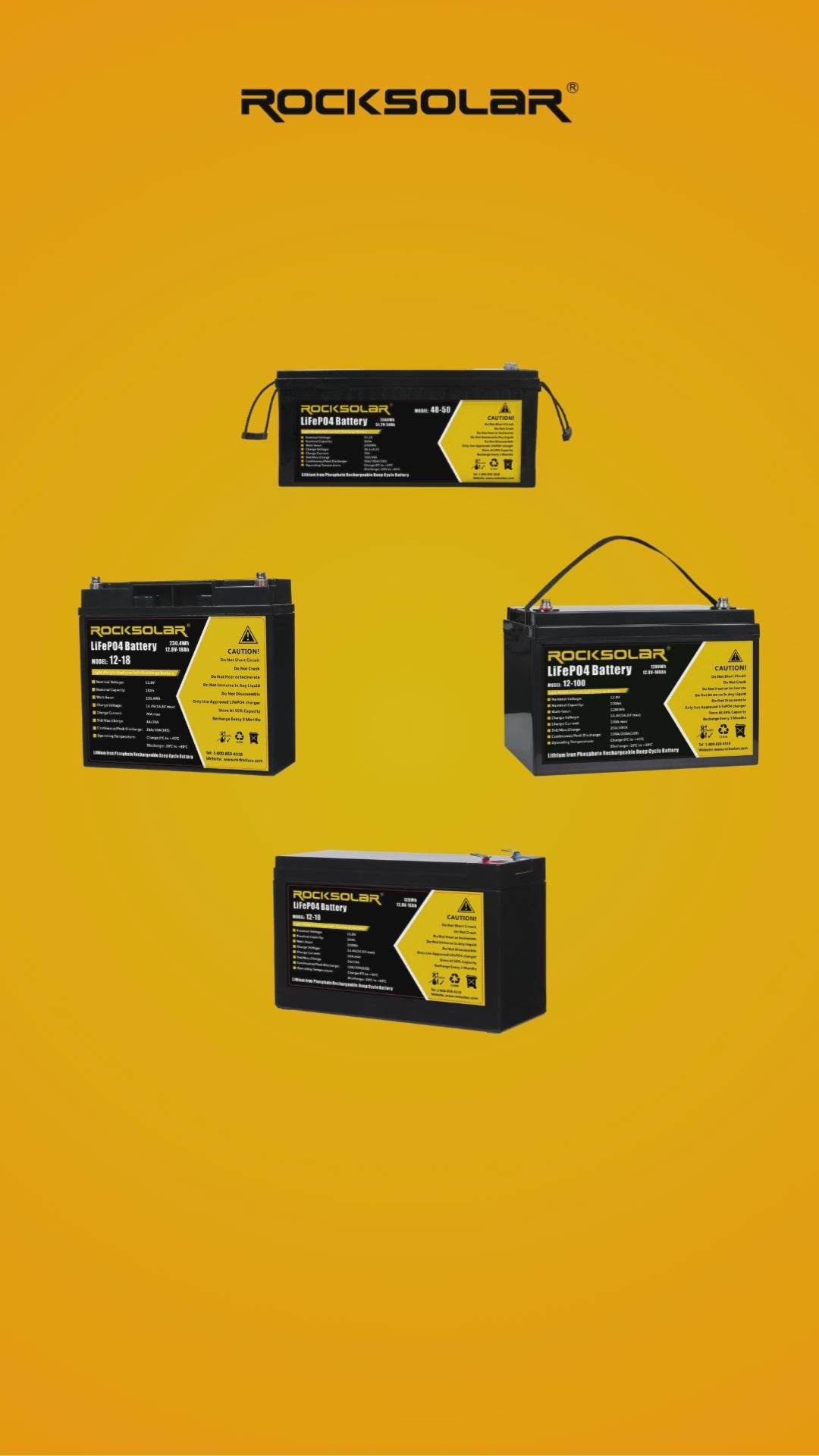 Charger la vidéo : lithium lifepo4 batteries rocksolar 