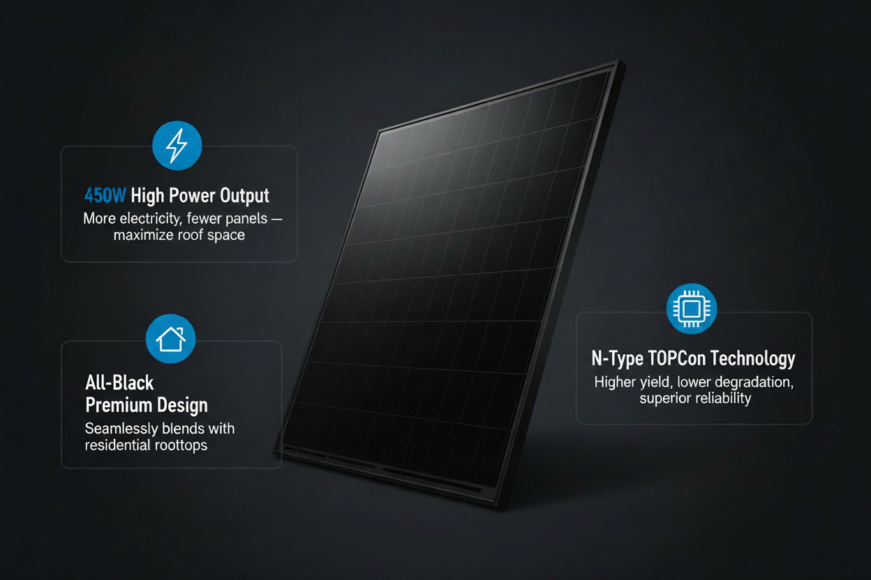 Canadian Solar 450W TOPHiKu6 All-Black Double Glass Solar Panel – N-Type TOPCon