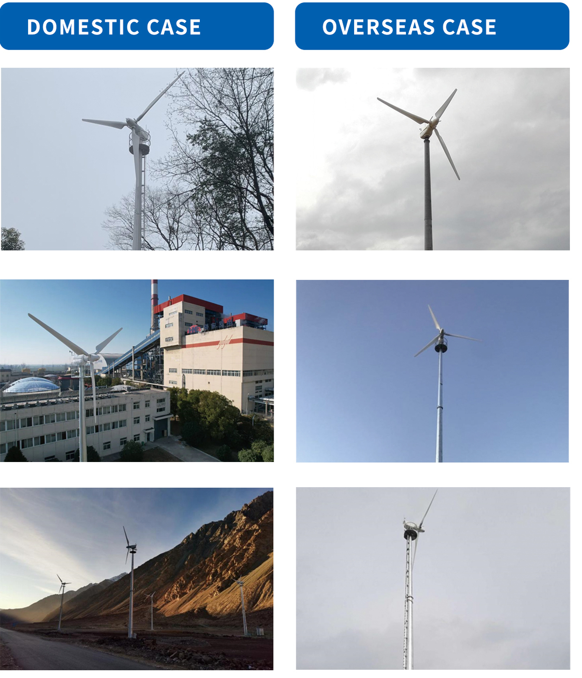 Supplier installation examples from the 20kW wind turbine brochure