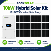 10kW Growatt SPH hybrid solar kit with 27 Canadian Solar 450W panels and 12.15kW solar capacity; batteries sold separately