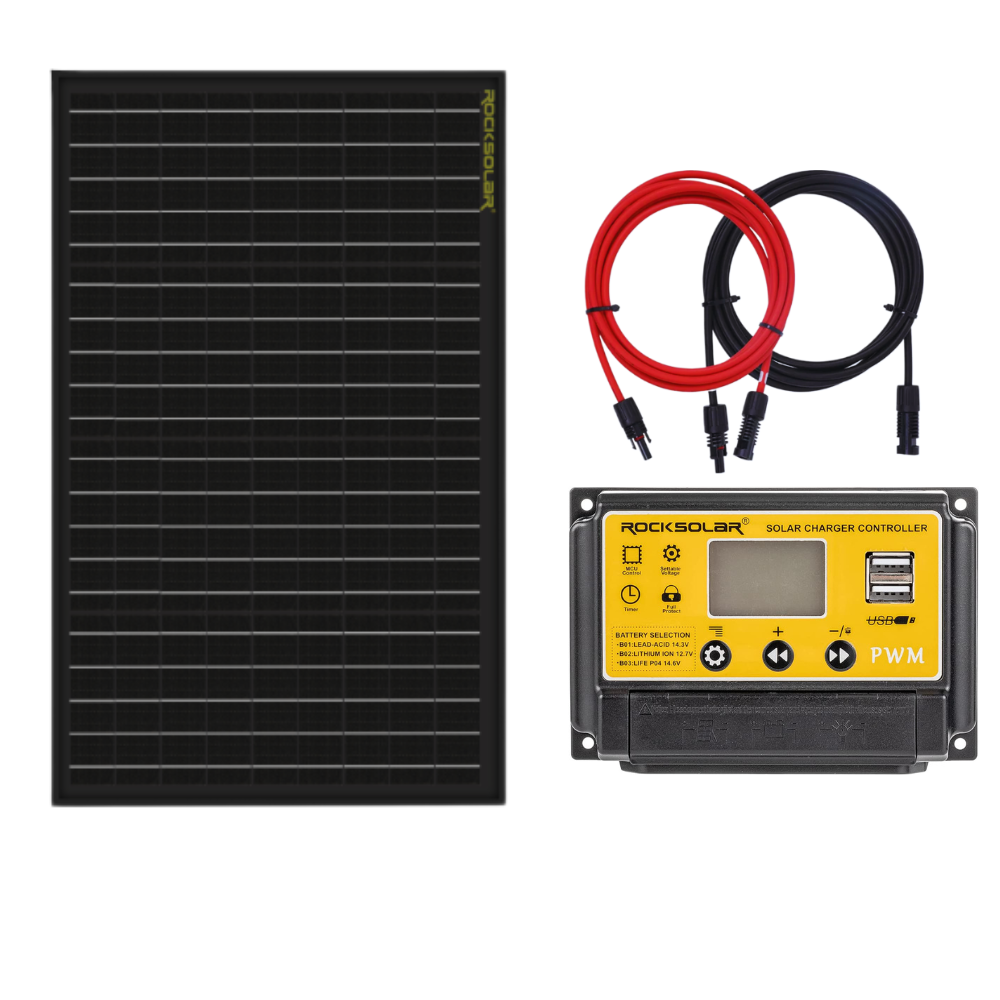50w solar panel basic kit + PWM charge controller