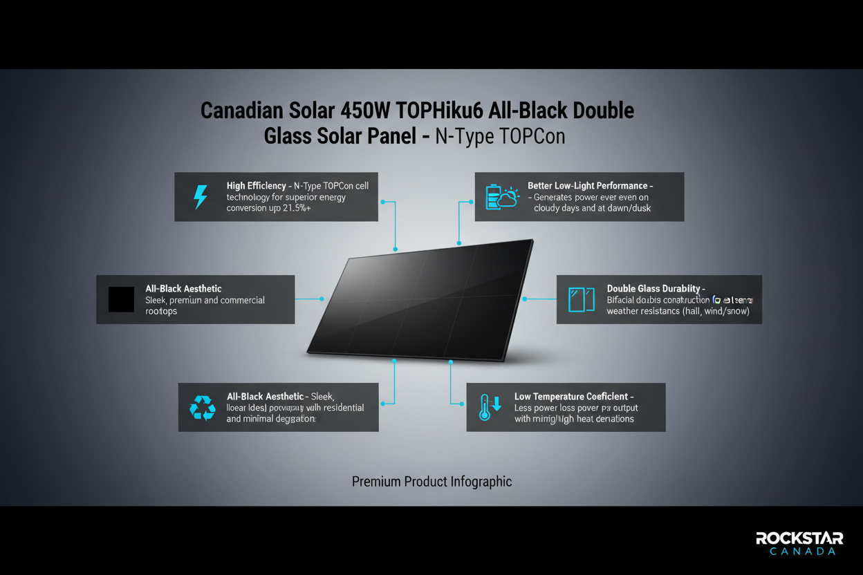 Canadian Solar 450W TOPHiKu6 All-Black Double Glass Solar Panel – N-Type TOPCon