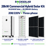 28kW Growatt commercial hybrid solar kit with 72 Canadian Solar 620W panels and one 46.08kWh battery rack